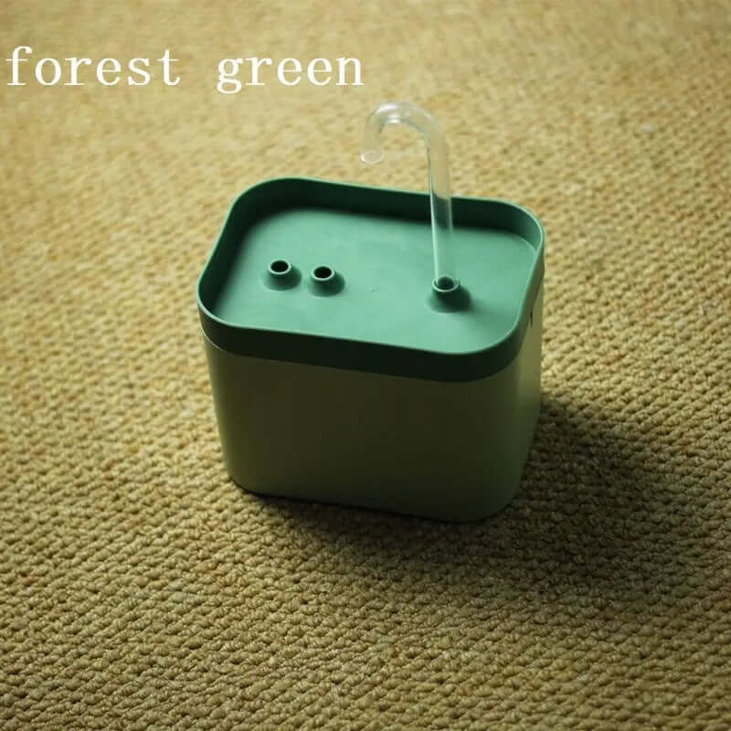 Automatic Cat Water Fountain Auto Filter USB Electric Mute Cat Drinker Bowl 1.5L Recirculate Filtring Drinker For Cats Pet Water Dispenser in forest green.