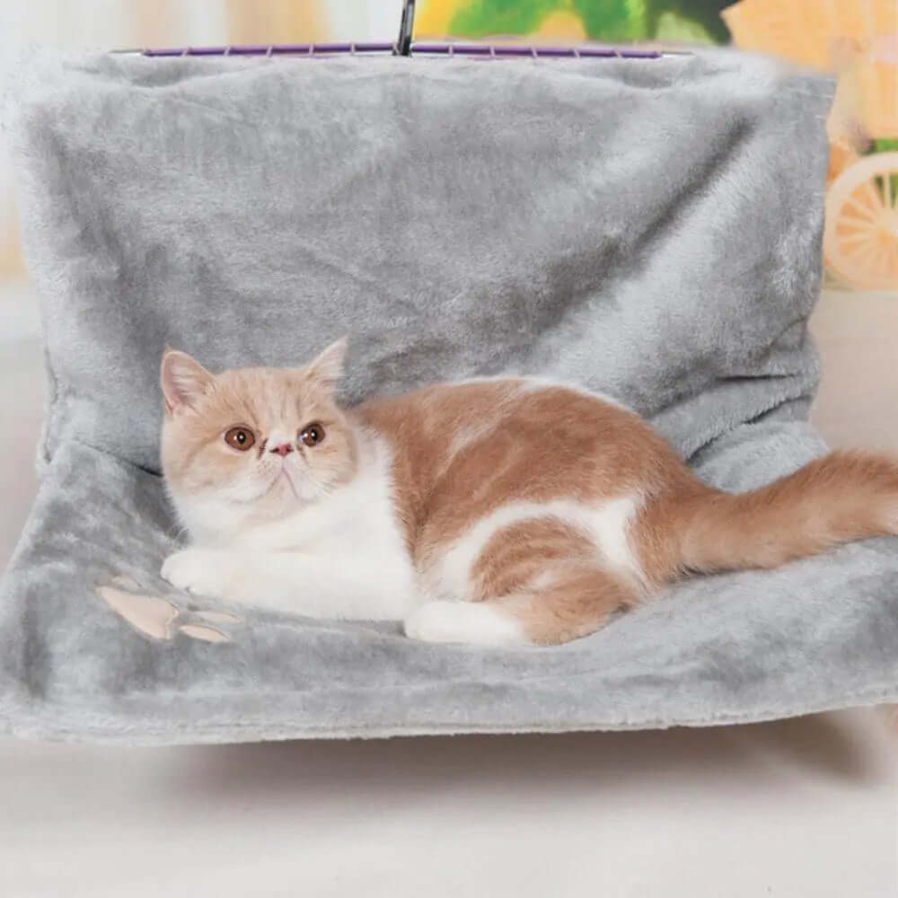 Cat bed cat hammock featuring a cozy plush design with a cat resting comfortably.