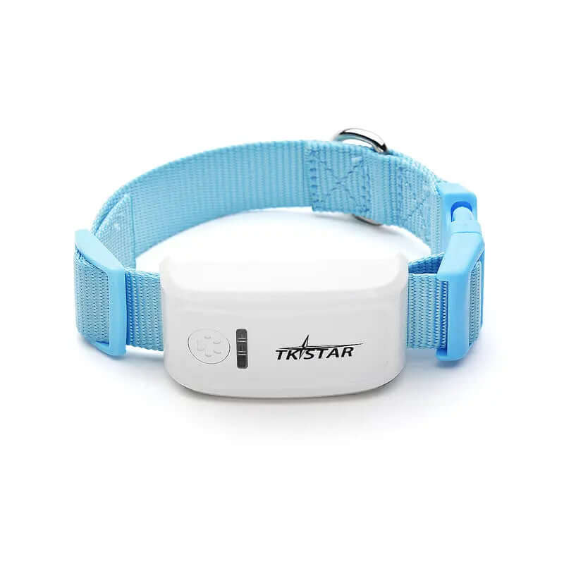 Cat GPS Tracker Locator Device for Pets in blue collar design for real-time tracking.