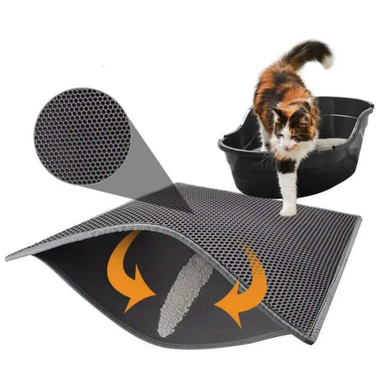Cat Litter Pad Honeycomb Cat Pad Waterproof Urine Proof Pad Pet Supplies with cat stepping on it.