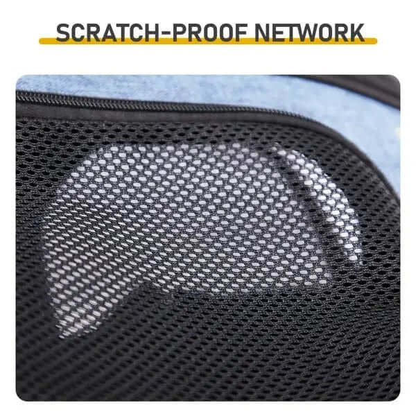 Scratch-proof network design detail for Pet Carrier Backpack, Expandable Cat Dog Carrier With Back Extension.