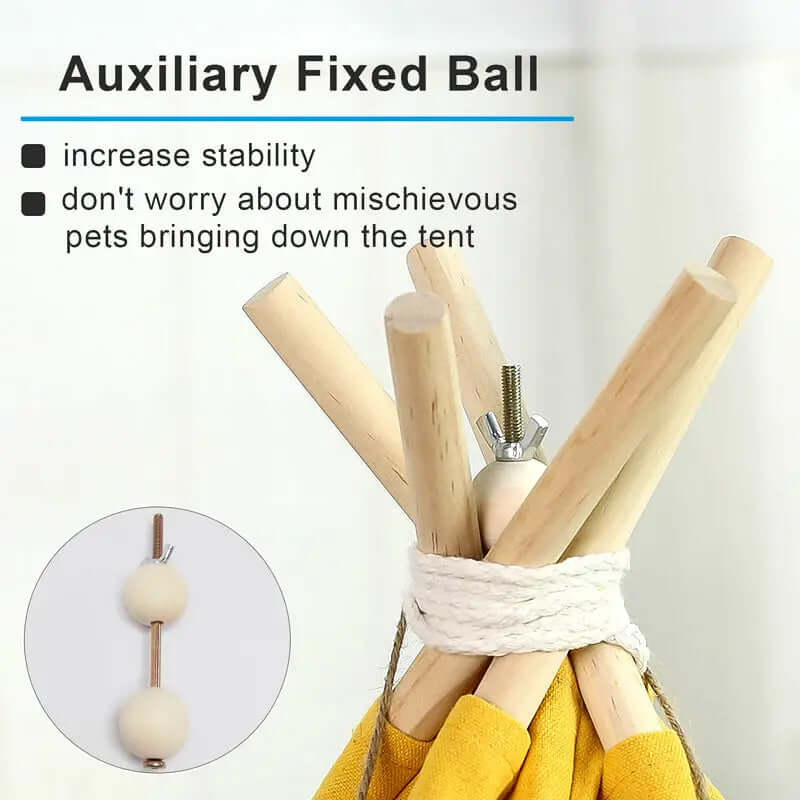 Auxiliary Fixed Ball for Pet Teepee Tent Dog Cat Bed Portable RWashable Dog Houses Indoor Puppy Beds With Cushion for Small Dogs Cats Rabbits
