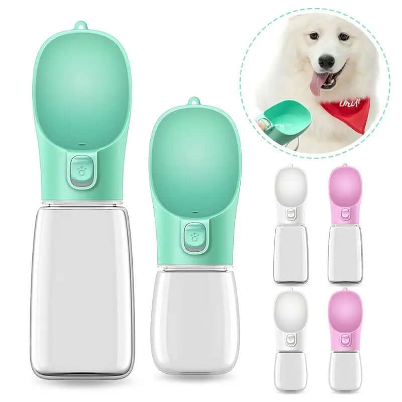 Portable Pet Cups Drinking Cup For Pets in green and pink, ideal for keeping pets hydrated on the go.