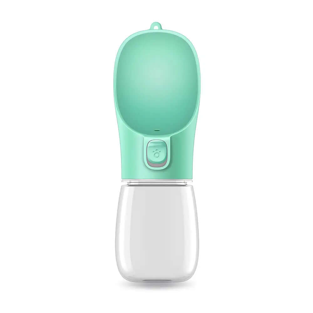 Portable Pet Cups Drinking Cup For Pets in mint green color with a button for easy water dispensing.